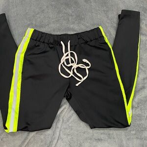 Men's Black Joggers with Neon Yellow Stripes
